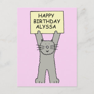 Alyssa Happy Birthday Cartoon Cat Postkarte