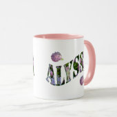 Alyssa, Logo für Namen, hergestellt mit Hydrangeas Tasse (VorderseiteRechts)