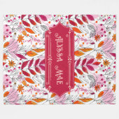 Alyssa Mae Hand Drawn Pink und Orange Foliage Fleecedecke (Vorderseite (Horizontal))