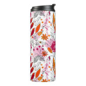 Alyssa Mae Hand Drawn Pink und Orange Foliage Thermosbecher (Nach links gedreht)
