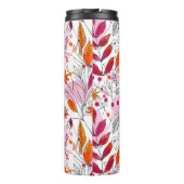 Alyssa Mae Hand Drawn Pink und Orange Foliage Thermosbecher (Rückseite)