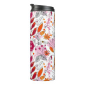 Alyssa Mae Hand Drawn Pink und Orange Foliage Thermosbecher (Nach rechts gedreht)