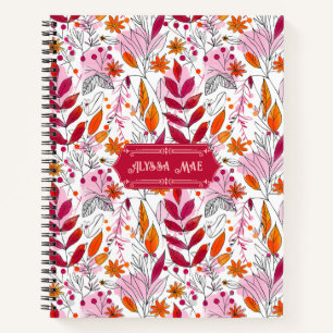 Alyssa Mae Pink und Orange Foliage Deluxe Notizblock