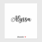 Alyssa Name - Handgeschriebene Kalligrafie Aufkleber (Blatt)