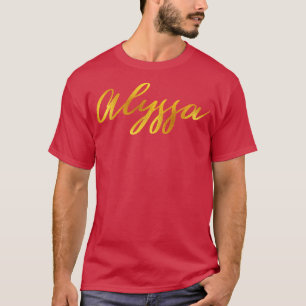 Alyssa Name Handschrift in Goldbriefen T-Shirt