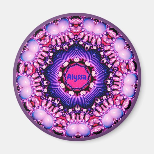 ALYSSA ~ Personalisierte Gems Muster Fraktal ~ Magnet (Vorne)