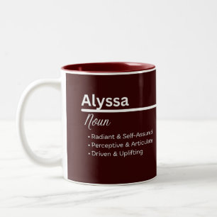 Alyssa Personalisierter Name Keramik-Kaffeebecher Zweifarbige Tasse