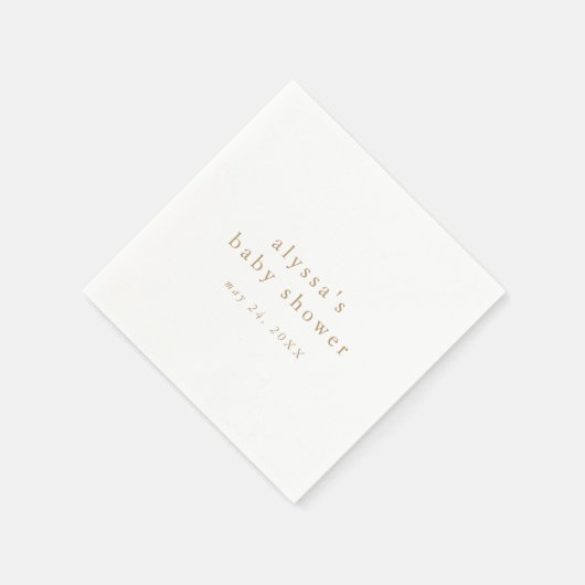 ALYSSA White Gold Boho Rustic Simple Baby Dusche Serviette (Ecke)
