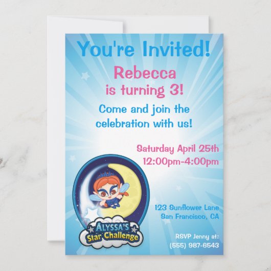 Alyssas Stern-Herausforderung Einladung (Vorderseite)