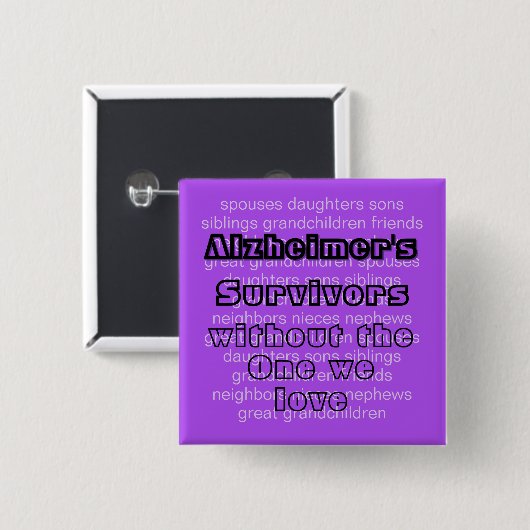 ALZ Lila Alzheimer Disease Awareness Überlebende Button (Vorne & Hinten)