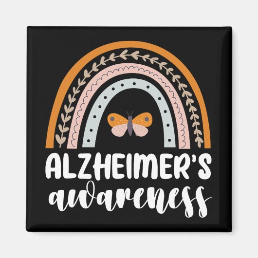 Alzheimer's Bewusstsein Demenz Rainbow Butterf Magnet (Vorne)