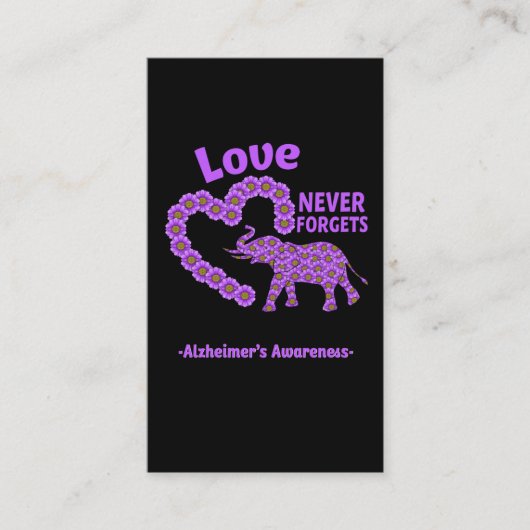 Alzheimer Awareness Elefant Liebe Daisy Heart Visitenkarte (Vorderseite)