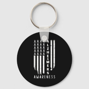 Alzheimer Awareness Monat USA-Flagge Männer Schlüsselanhänger