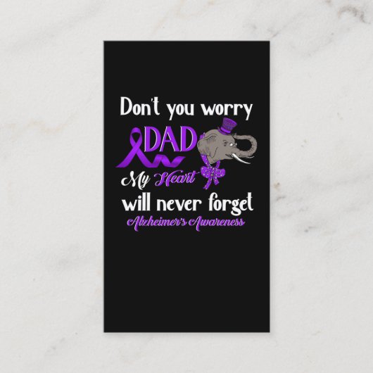 Alzheimer Awareness Vater Elefant Family Support Visitenkarte (Vorderseite)