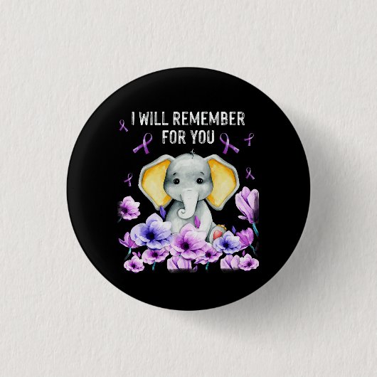 Alzheimer-Bewusstsein Niedlicher Elefant Button (Vorderseite)