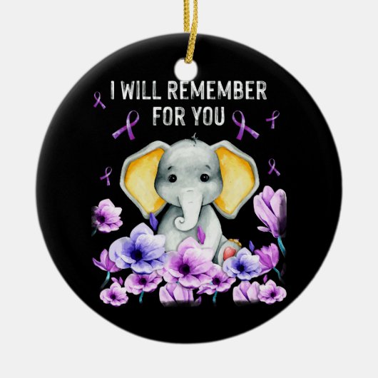 Alzheimer-Bewusstsein Niedlicher Elefant Keramik Ornament (Vorne)