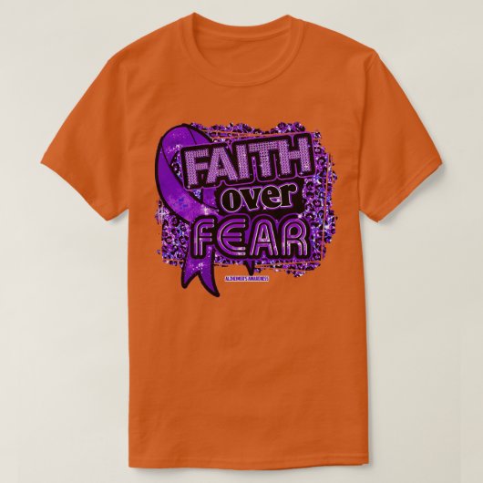 Alzheimer Bewusstsein Ribbon Glaube über Angst Leo T-Shirt (Design vorne)