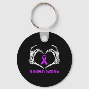Alzheimer-Bewusstsein Skelett-Handband Lila Schlüsselanhänger