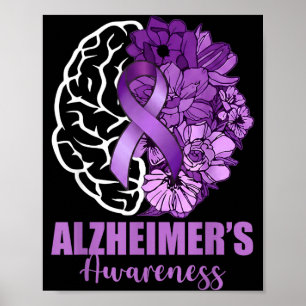 Alzheimer-Bewusstseins-Hirn-Blume lila Band Poster