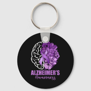Alzheimer-Bewusstseins-Hirn-Blume lila Band Schlüsselanhänger