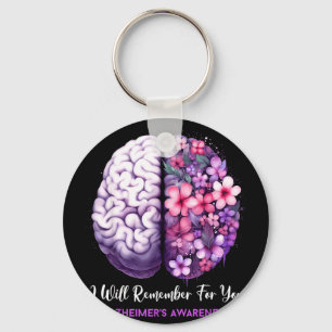 Alzheimer-Bewusstseins-Hirn-Blumen-Schleife Lila Schlüsselanhänger