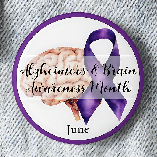 Alzheimer & Brain Awareness Month June Brain Button