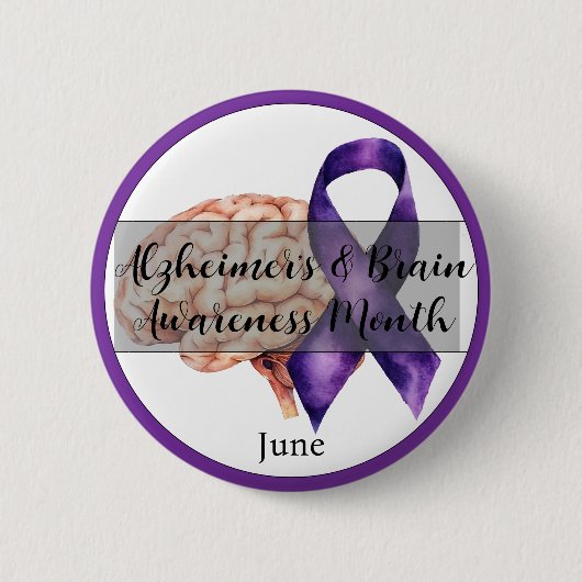 Alzheimer & Brain Awareness Month June Brain Button (Vorderseite)