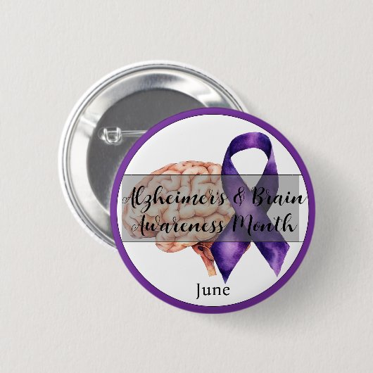 Alzheimer & Brain Awareness Month June Brain Button (Vorne & Hinten)