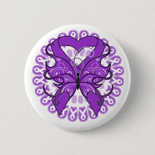 Alzheimer Disease Butterfly Circle of Ribbons Button
