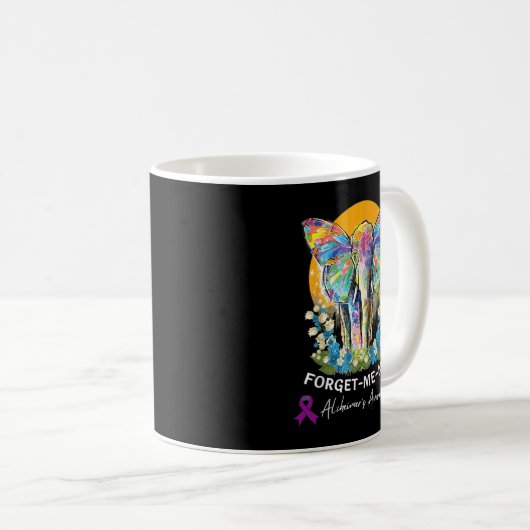 Alzheimer Elephant Vergiss-me-nicht Alzheimer Awar Kaffeetasse (VorderseiteRechts)