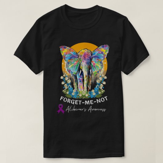 Alzheimer Elephant Vergiss-me-nicht Alzheimer Awar T-Shirt (Design vorne)