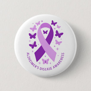 Alzheimer-Krankheit Bewusstsein Lila Band Button