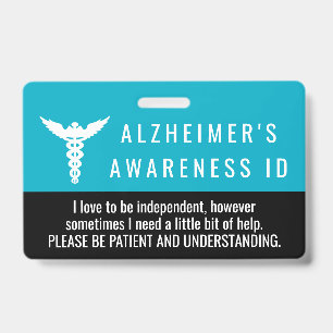 Alzheimer-Krankheit Bewusstseins-ID Geduld PVC-Abz Ausweis