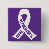 Alzheimer-Ribbon auf Lila Button (Vorderseite)