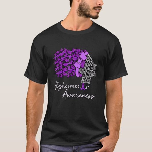 Alzheimer s Awareness Purple Flowers Ribbon Month  T-Shirt (Vorderseite)