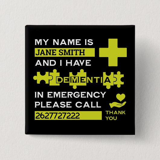 Alzheimer-Syndrom Button (Vorderseite)