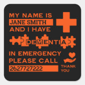 Alzheimer-Syndrom Quadratischer Aufkleber (Vorderseite)