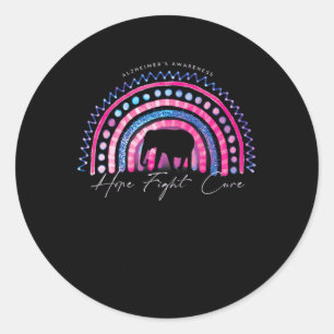 Alzheimerheimer End Awareness Rainbow Elephant Runder Aufkleber