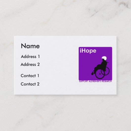 Alzheimerkrankheit-Forschungs-Visitenkarten Visitenkarte (Vorderseite)