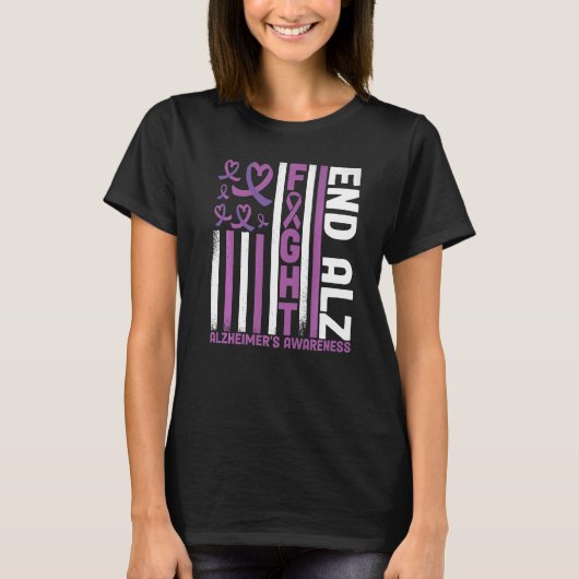 Alzheimers American Flag End Alz Alzheimer's Aware T-Shirt (Vorderseite)