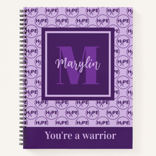 ALZHEIMERS AWARENENZ LILA MONOGRAMM NOTEBOOK NOTIZBLOCK (Vorderseite)