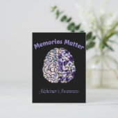Alzheimers Awareness Blume farbiges Gehirn Postkarte (Stehend Vorderseite)
