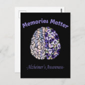 Alzheimers Awareness Blume farbiges Gehirn Postkarte (Vorne/Hinten)