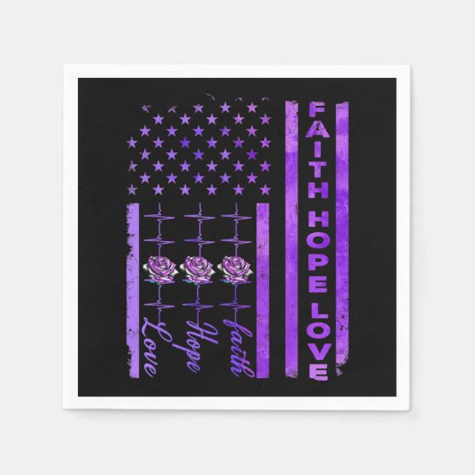 Alzheimers Awareness Faith Hope Liebe Lila Serviette (Vorderseite)