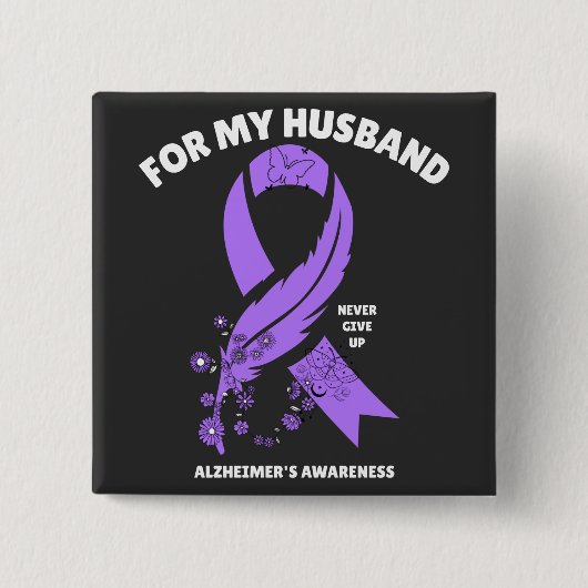 Alzheimer's Awareness - Für mein Ehemann Button (Vorderseite)