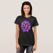 Alzheimer's Awareness Leopard Sunflower Purple Rib T-Shirt (Vorne ganz)