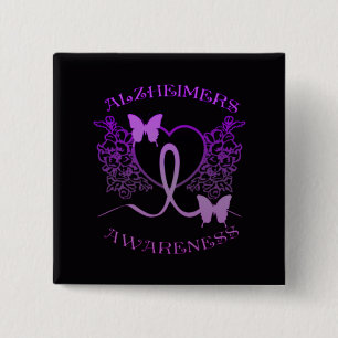 Alzheimers Awareness Lila Butterfells Button