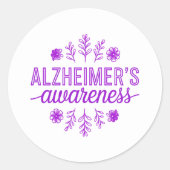 Alzheimer's Disease Awareness Purple Floral Runder Aufkleber (Vorderseite)