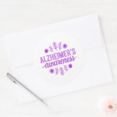 Alzheimer's Disease Awareness Purple Floral Runder Aufkleber (Umschlag)