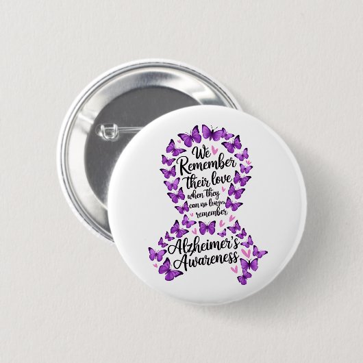 Alzheimer's Disease Awareness Purple Ribbon Button (Vorne & Hinten)